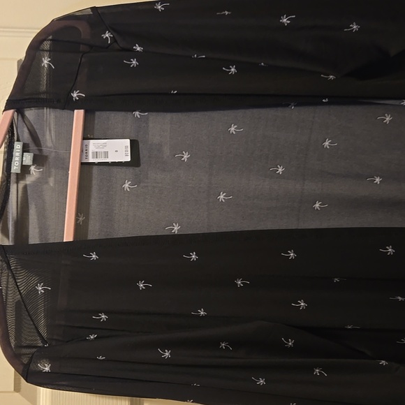 Torrid Mesh CoverUp Kimoni Black Palm Trees 0X - Picture 6 of 6